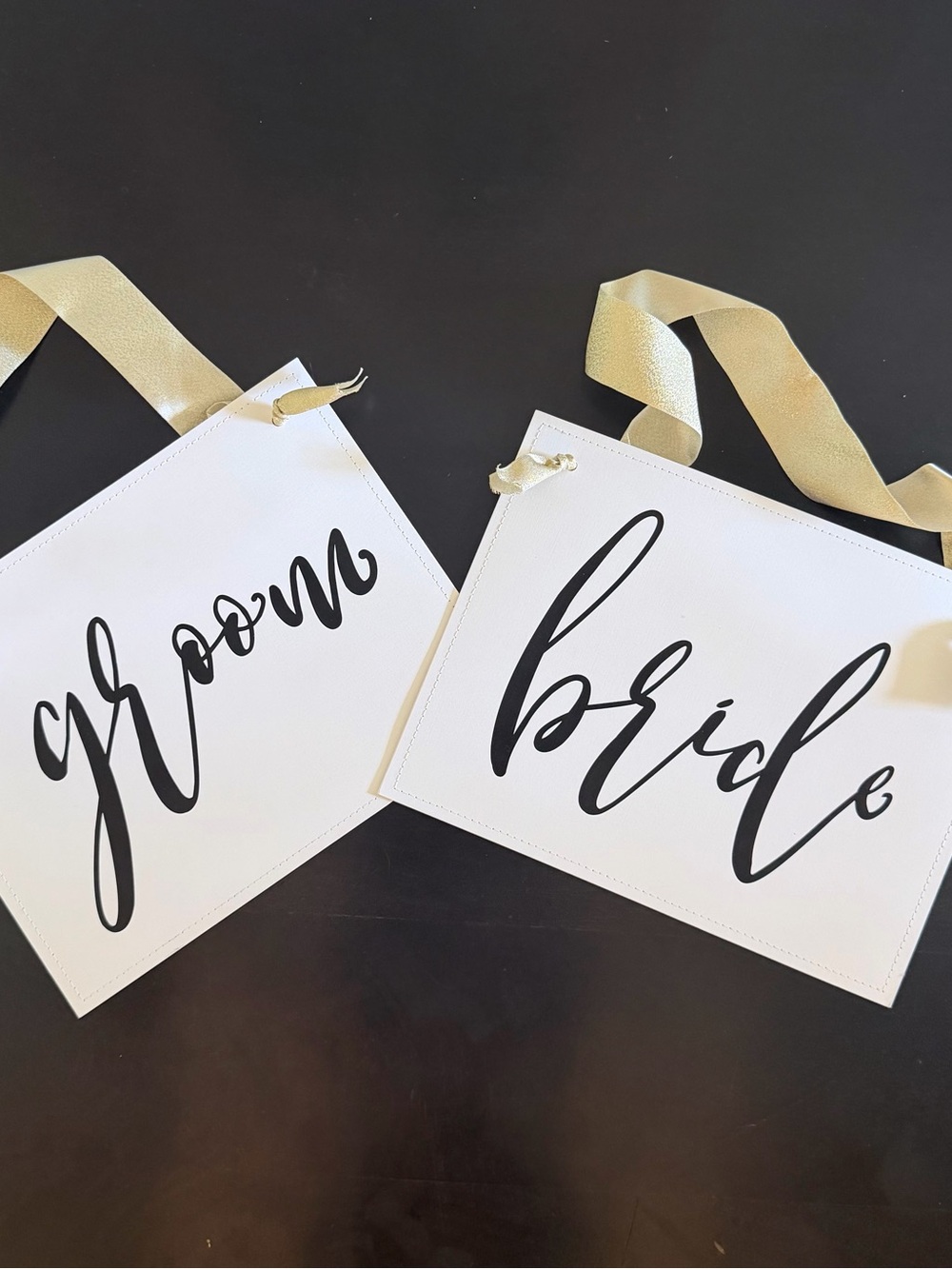 Bride and Groom Chair Hanger Signage for King’s Table - Pristine! 1 set